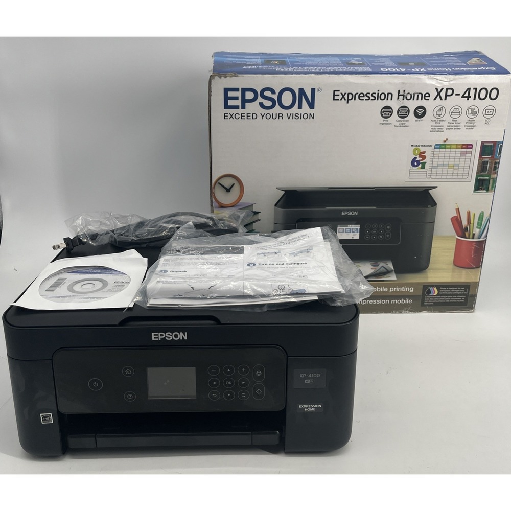 Epson Expression Home XP-4100 All-In-One Inkjet WiFi Printer And Owners Manual
